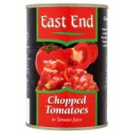 East End Chopped Tomatoes, Peeled Plum Tomatoes, Chick Peas 400g tins x4