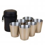 6 Stainless Steel Shot glasses plus a case