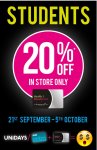 20% off for students
