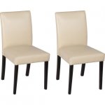 Aston Pair of Cream and Black Leather Effect Dining Chairs inc delivery