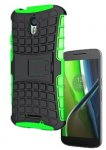 Shock Proof Armour Hybrid Gorilla Stand Case Cover For Motorola Moto G4 4th Gen (GREEN) with STYLUS+SCREEN PROTECTOR+CLEANING CLOTH