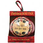 Choice of 100+ Personalised Money Box Christmas Baubles each with code + C&C