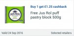 FREEBIE + 25p Profit: Jus Rol Puff Pastry Block (500g) via Clicksnap App - £1 @ Asda; @ Tesco, Sainsbury’s & Morrisons