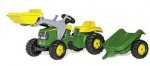 John Deere Ride-on Tractor with Loader and Detachable Trailer