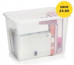 80 Litre storage box with lid Black/Clear). @ Wilko. Online C&C