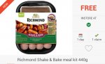 FREEBIE: 1 x Richmond Shake & Bake Meal Kit (440g) via Checkoutsmart App