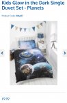 Kids glow in the dark single Duvet set