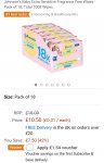 Johnson's Baby Extra Sensitive Fragrance Free Wipes - Pack of 18, Total 1008 Wipes with voucher