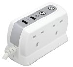 Masterplug SRGDU42P W USB Charging Surge Protected 2 m Extension Lead Power Block with 4 Sockets