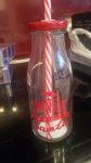 Milk for santa glass bottle with straw