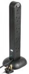 10 gang extension tower delivered, surge protected, PRO ELEC 2710 SURGE, Black 2m Lead