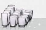 Set of 18 glasses, 3 sizes, ribbed, nice quality