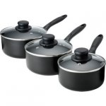 HOME Non-Stick Aluminium 3 Piece Pan Set - Black C&C