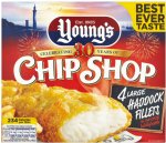 Young's Chip Shop Large Haddock (54%) Fillets in Crisp Bubbly Batter (4 per pack - 480g)