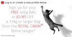 Free Royal Canin cat food sample or voucher
