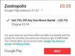Rent Zootropolis from Play store (or any rental)