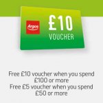 Free &pound;5 gift card when you spend or free &pound;10 gift card if you spend &pound;100 @ Argos Tomorrow (26th October) online and instore