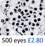 Pack of 500 Black & White Wibbly/Wobbly/Jiggly/Joggly Sticky On Eyes del