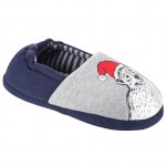 Bear closed back christmas slippers Grey/Navy