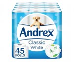 Andrex Classic White Toilet Roll Tissue Paper - 45 Rolls &pound;14.99 Prime @ amazon (plus &pound;3.00 non prime)