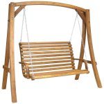 3 SEATER LARCH WOOD WOODEN GARDEN OUTDOOR SWING SEAT BENCH HAMMOCK 1.9M &pound;189.99