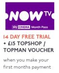 FREE £15 Topshop/Topman voucher with 6 weeks Sky Movies on Now TV and potential £12.60 TopCashBack