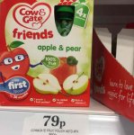 Cow & gate fruit pouch x4