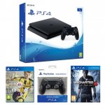 PS4 Slim 1TB Console + Fifa17 + Uncharted 4 + Dualshock 4 V2 Controller