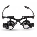 Tinksky Magnifying Glass Magnifier Loupe 10X 15X 20X 25X LED Illuminated Double Jeweler Watch Magnifying Glasses Kit (Black)