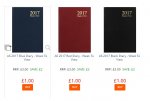 2017 (A6) Black/Blue/Red Diary Week To View @ The Works £1.00 C&C