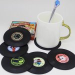 SIX Retro Vinyl Record coasters / mats using code